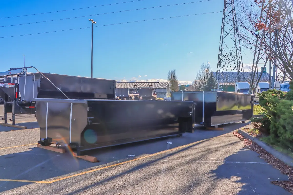 Roll-off dumpster ready for waste disposal at job site for 8 Yard Dumpster Rental in Delano